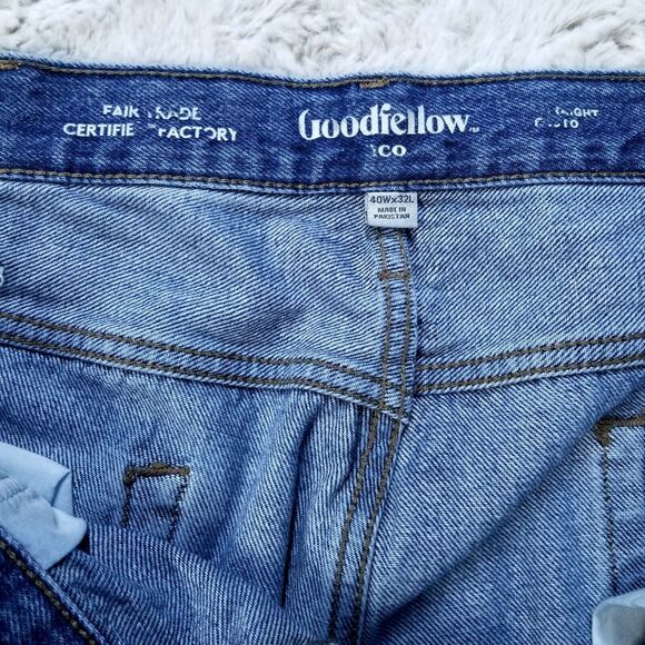 Goodfellow Co Jeans Mens 40x32 Blue Regular Straight Dark Wash American Denim - Picture 8 of 13